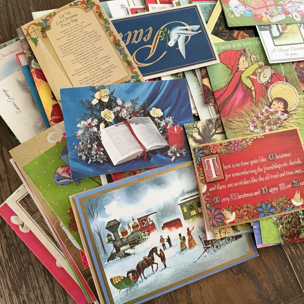 *Lot Of 20* 1970s Christmas Cards Used Mixed Lot Scrapbook Decor Classic Art - Picture 2 of 4